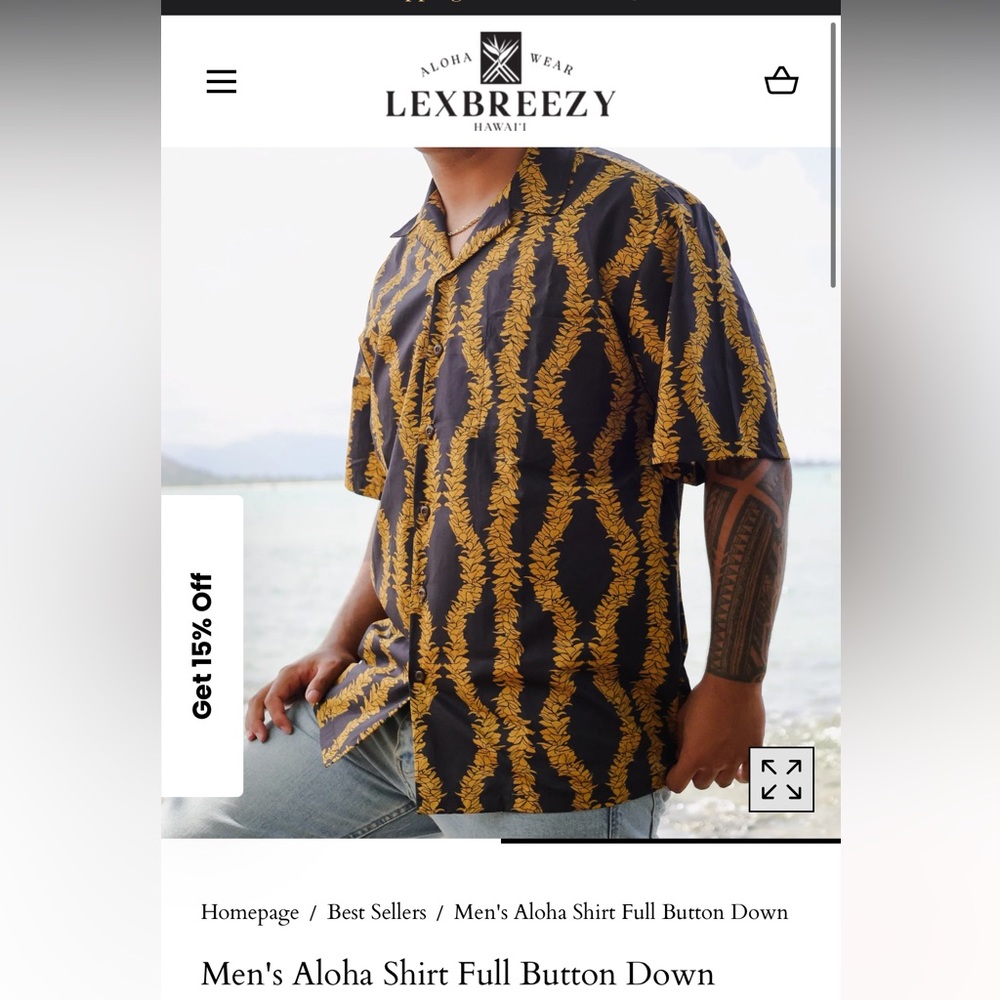 Lexbreezy Mens Aloha Full Button Down Shirt